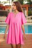 Bonbon Flounce Sleeve Pleated High Waist Dress
