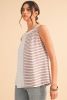 Brown Striped Center Seamed Patchwork Tank Top
