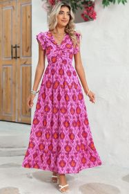 Bonbon Boho Abstract Print Ruffle Tiered Maxi Dress (size: (US 16-18)XL)