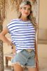Sky Blue Stripe Knitted Dolman T Shirt
