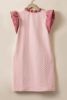 Light Pink Textured Puff Sleeve Ruffled V Neck Mini Dress