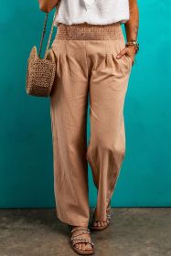 Clay Smocked Waist Loose Straight Leg Pants (size: (US 16-18)XL)