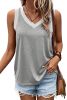 Gray Contrast Trim V-Neck Loose Fit Tank Top