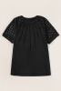 Black Seamed Detail Contrast Lace Raglan Sleeve Tee