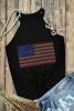 Black American Flag Star & Stripe Graphic Halter Tank Top