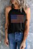 Black American Flag Star & Stripe Graphic Halter Tank Top