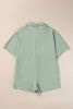 Spinach Green Plain Half Button Collared Pocket Loose Romper