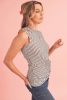 Gray Striped Cutout Twist Front Tank Top