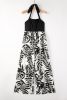 Black Halter Tropical Print Wide Leg Jumpsuit