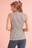 Gray Striped Cutout Twist Front Tank Top