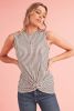 Gray Striped Cutout Twist Front Tank Top