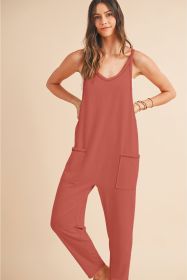 Gold Flame Solid Color Loose Fit Harem Jumpsuit (size: (US 16-18)XL)