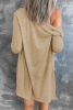 Brown Solid Color Casual Button Front Long Cardigan