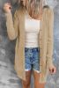 Brown Solid Color Casual Button Front Long Cardigan