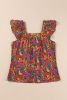 Multicolor Boho Floral Print Ruffle Sleeveless Blouse