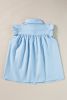 Sky Blue Ric Rac Trim Collared Pleated Ruffle Top