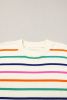 Beige Stripe Dropped Short Sleeve Loose Fit Knitted Top