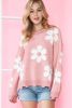 Multicolour Pearl Beaded Floral Drop Shoulder Sweater