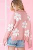 Multicolour Pearl Beaded Floral Drop Shoulder Sweater