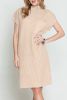 Oatmeal Patch Pocket Ribbed Knit Short Sleeve Sweater Dress