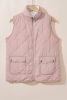 Pink Zip Up Fleece Lined Quilted Vest Coat