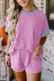 Phalaenopsis Colorblock Corded Texture Short Set (size: (US 16-18)XL)