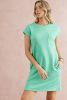 Mint Green Plain Textured Pocketed Mini Dress
