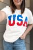 White Star & Stripe USA Graphic Roll Up Sleeve T Shirt