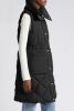 Black Puffer Quilted Stand Collar Pocketed Vest Coat