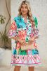 Multicolour Boho Abstract Print Flowy Tiered Dress