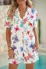 Multicolour Butterfly Print Button-up Shirt & Shorts Pajama Set
