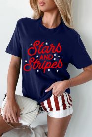 Blue Flag Day Stars AND Stripes Graphic T Shirt (size: (US 4-6)S)