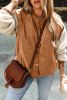 Buckskin Corduroy Fleece Patchwork Buttoned Bomber Coat