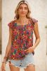 Multicolor Boho Floral Print Ruffle Sleeveless Blouse