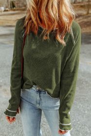 Green Textured Exposed Seam Long Sleeve Top (size: (US 16-18)XL)