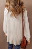 Oatmeal Waffle Knit Raglan Sleeve Loose Henley Top