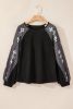 Black Ethnic Geometric Print Long Sleeve Top