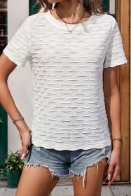 White Textured Plain Crewneck T Shirt (size: (US 16-18)XL)