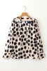 Black Polka Dot Pleated Long Sleeve Blouse