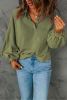 Green Washed Snap Buttons Bishop Sleeve Pullover Sweatshirt