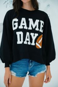 Black GAME DAY Graphic Varsity Pullover Sweatshirt (size: (US 4-6)S)