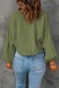 Green Washed Snap Buttons Bishop Sleeve Pullover Sweatshirt