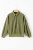 Green Washed Snap Buttons Bishop Sleeve Pullover Sweatshirt