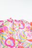 Pink Button Front Frill Neck Ruffle Trim Abstract Mini Dress