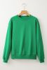 Dark Green Solid Color Drop Shoulder Terry Sweatshirt