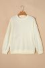White Solid Color Textured Long Sleeve Top and Pants Set