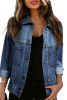 Dark Blue Washed Oversized Pocketed Denim Jacket