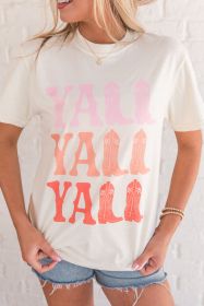 White YALL Boots Graphic Crewneck T Shirt (size: (US 4-6)S)
