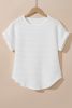 White Textured Batwing Sleeve Plain T Shirt