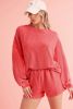 Gold Flame Corded Long Sleeve Top and High Waist Shorts Set